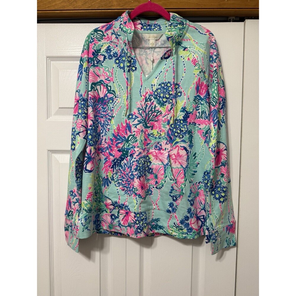 NWT Lilly Pulitzer Cassi Popover Top L Beach You To It Floral Tunic